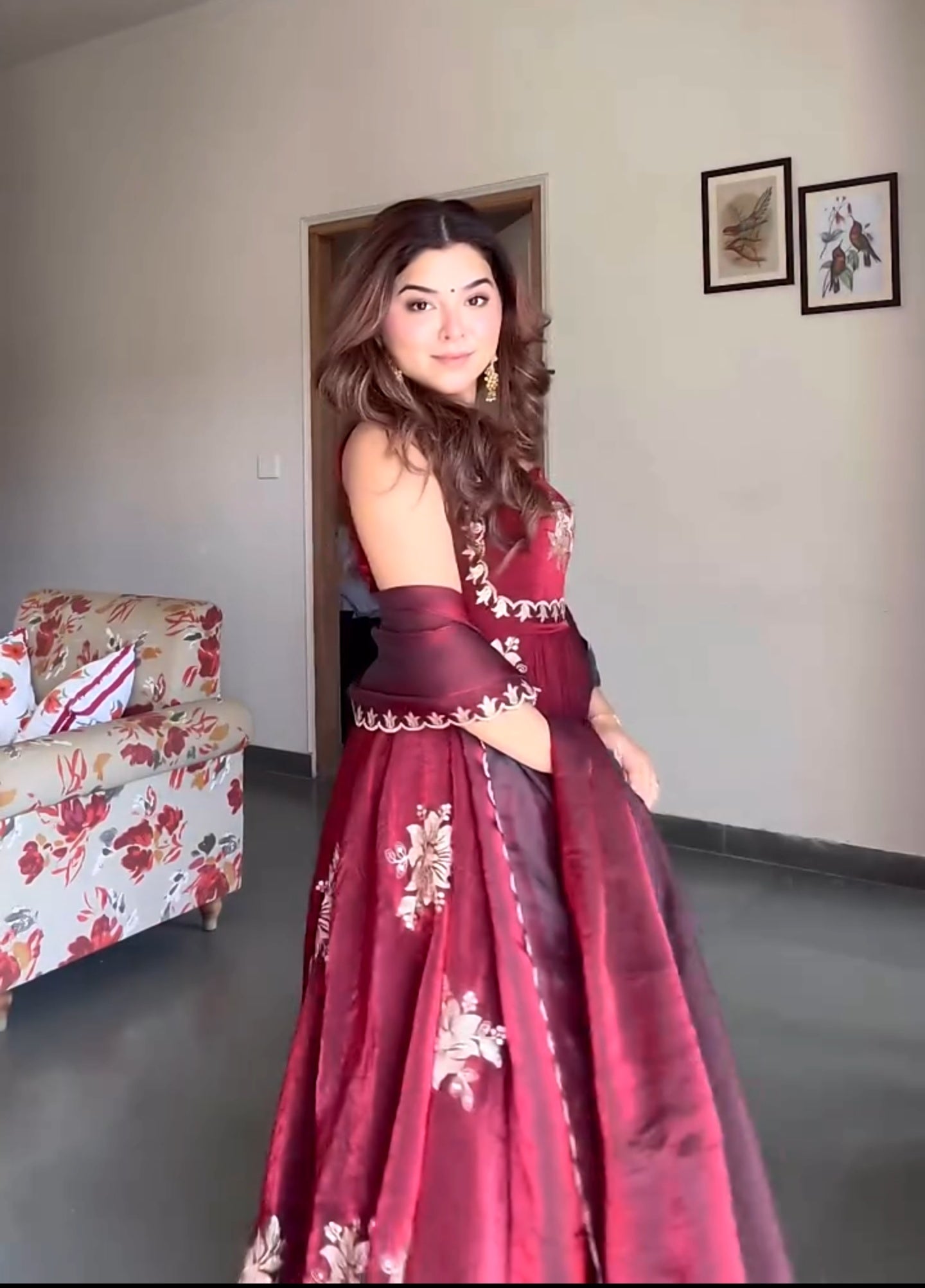 Yash Enterprise Maroon Fandy Silk Party Wear Embroidery Suit Set