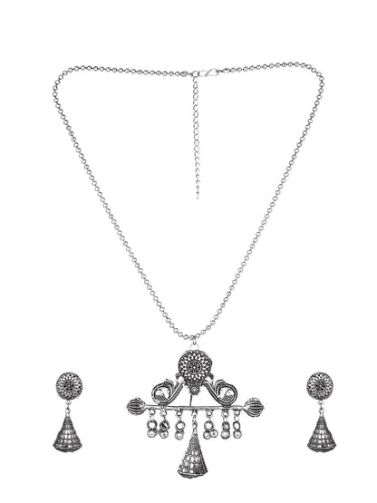 Cardinal Silver-Toned Oxidised Women Jewellery Set