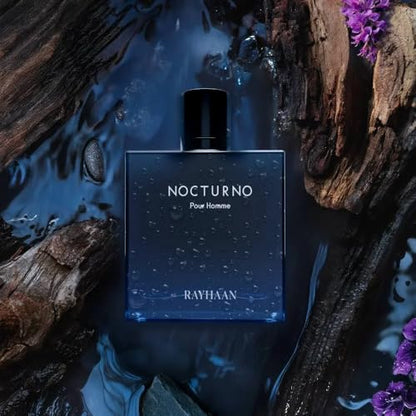 RAYHAAN Nocturno Pour Homme Eau de Parfum for Men Long Lasting Luxury Night Fragrance Elegant Black Blue Glass Bottle