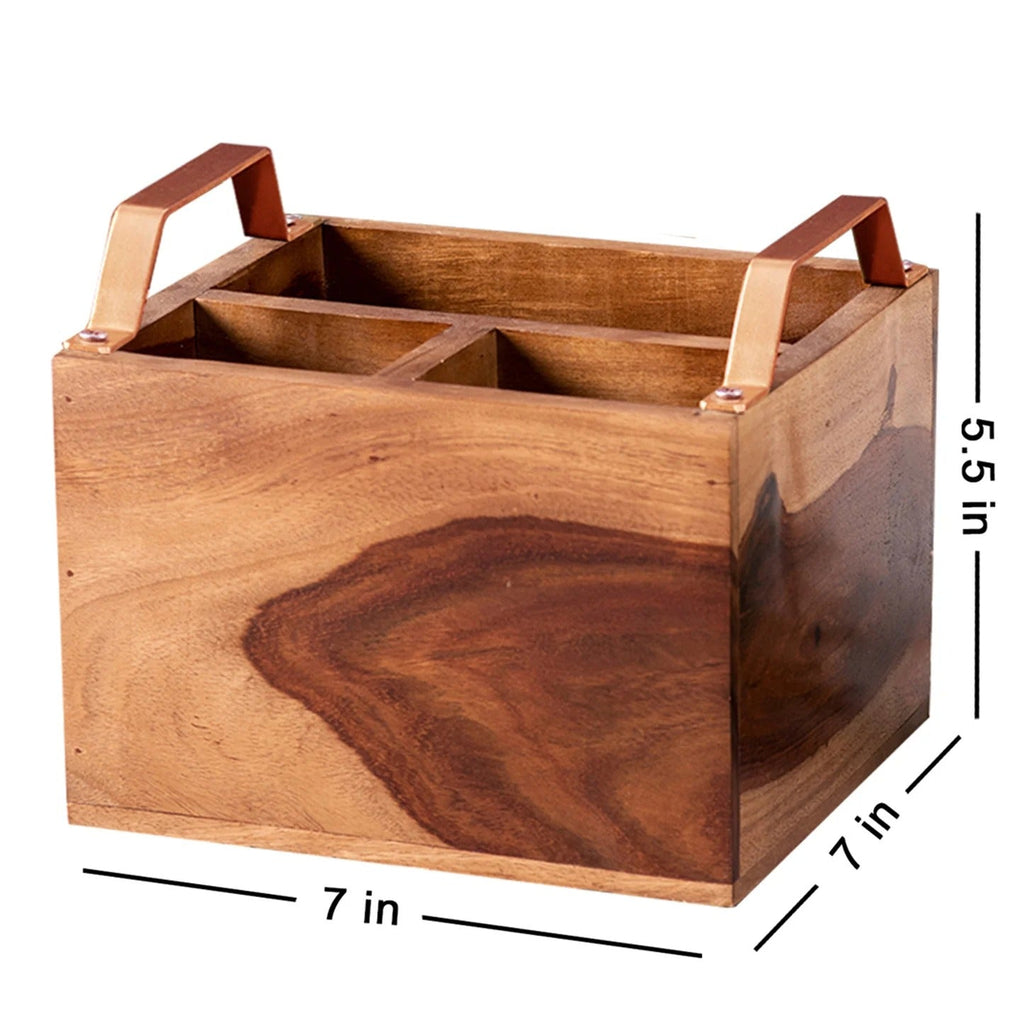 Nestroots Inseparables Teak Wood Cutlery Holder Small Copper Mini Me