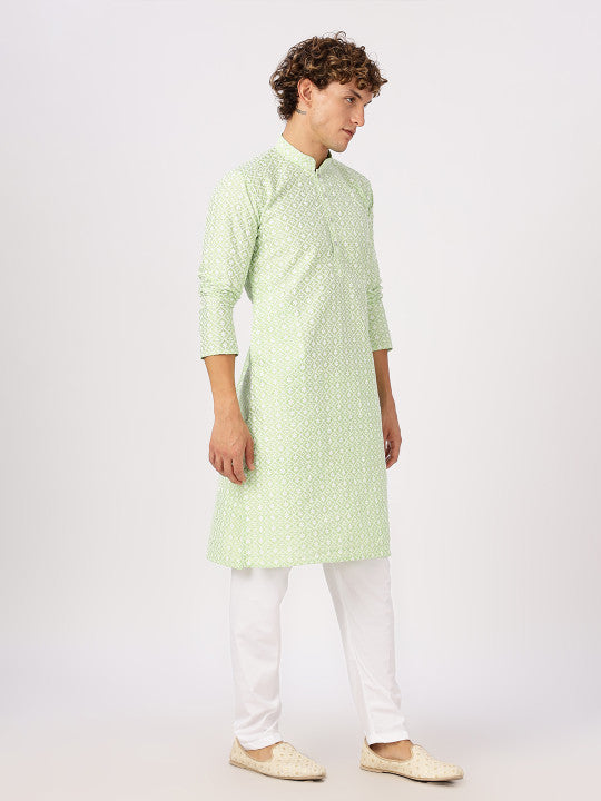 Anouk Ethnic Motifs Embroidered Thread Work Cotton Straight Kurta