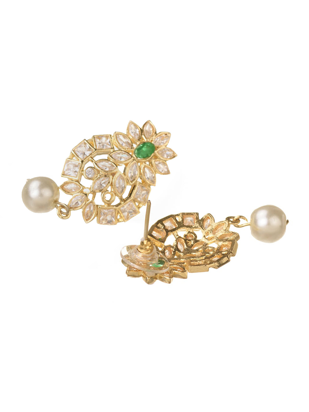 Saraf RS Jewellery Gold-Polished Polki Studded With Beads Handcrafted Jewellery Set