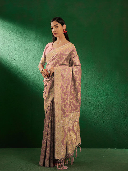Sangria Floral Woven Design Banarasi Saree