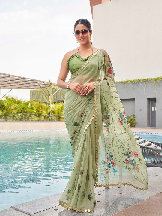Tikhi Imli Floral Chiffon Saree