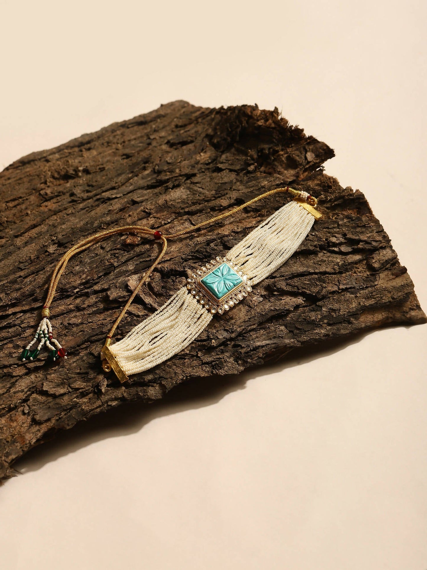 Women's Blue White Gold-Polished Handcrafted Necklace - Ruby Raang