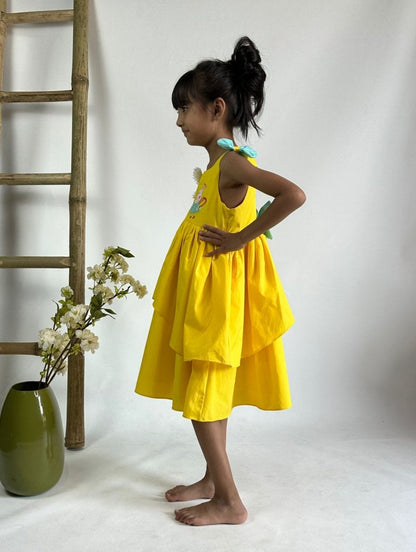 ArthLife Yellow Pepa Rainbow Partywear Dress