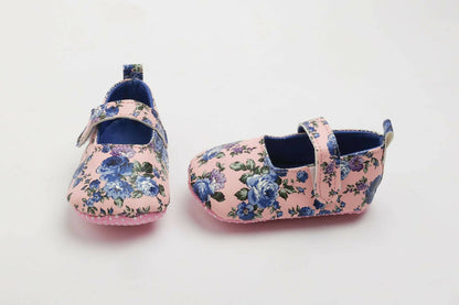 Tiny Bugs Girls Flowral Print Infants Booties - Blue