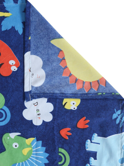 Home Sizzler Blue & Yellow Printed 210 TC Bedsheet with Pillow Covers