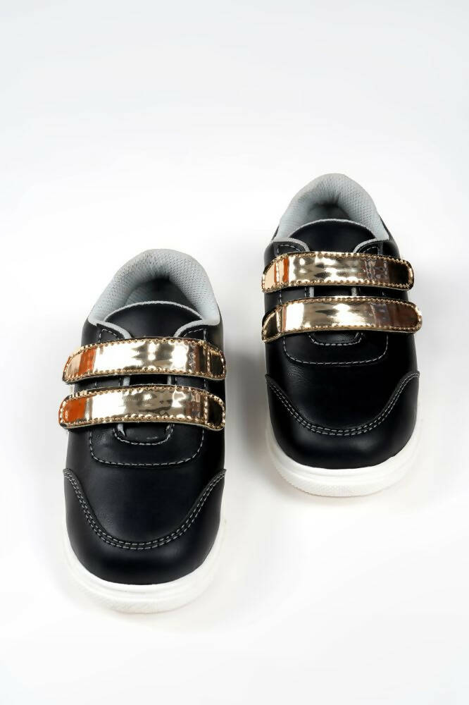 Tiny Bugs For Boys & Girls Double Velcro Sneakers - Black