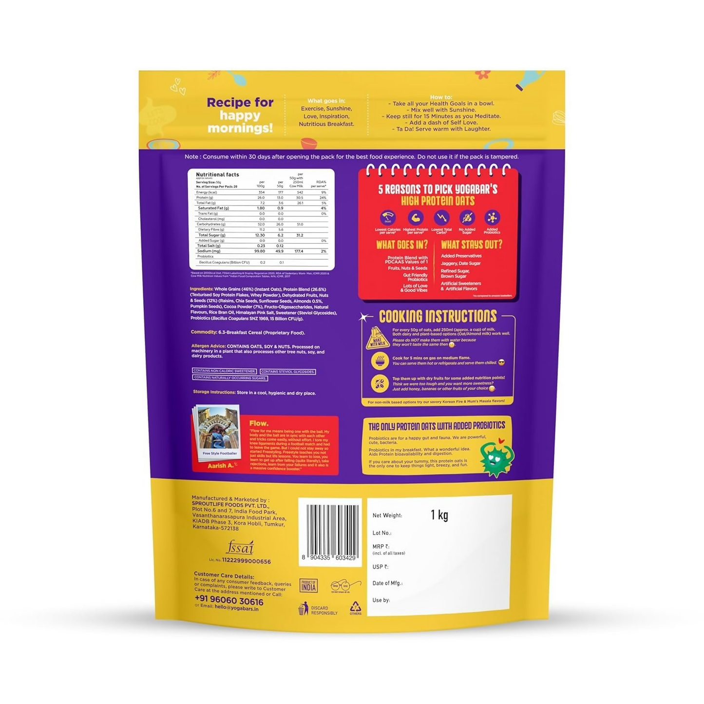 Yoga Bar 26g High Protein Oats Combo - Dark Chocolate, Fruits Nuts and Seeds