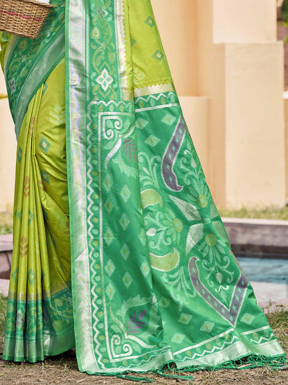 Shree Shyam Fashion Light Green Pochampally Silk Saree
