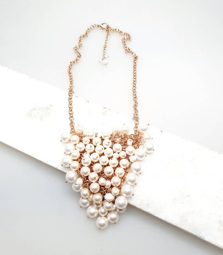 Bling Accessories Baroque & Swarovski Glass Pearls Cluster Necklace