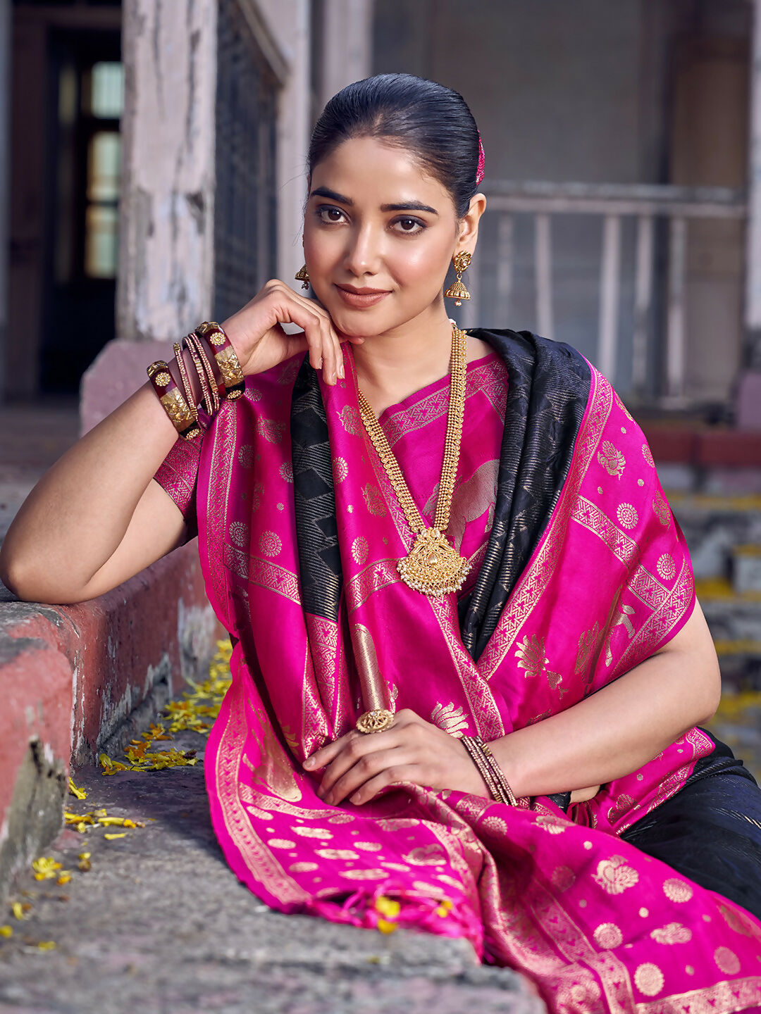 Shree Shyam Fashion Black Soft Silk Saree