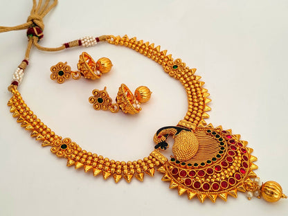 Multicolor Peacock Necklace Set