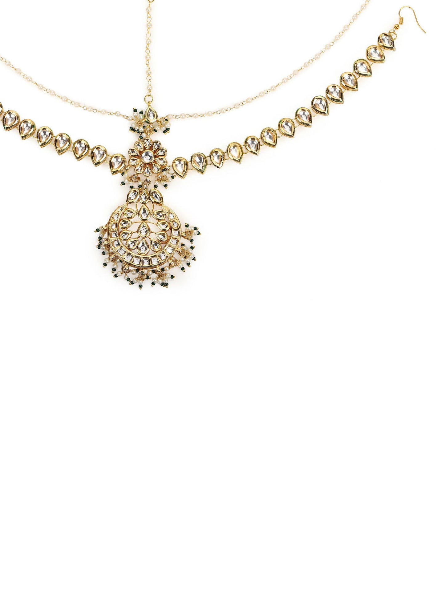 Women's Gold-Polished Kundan Mathapatti Head Jewellery - Ruby Raang