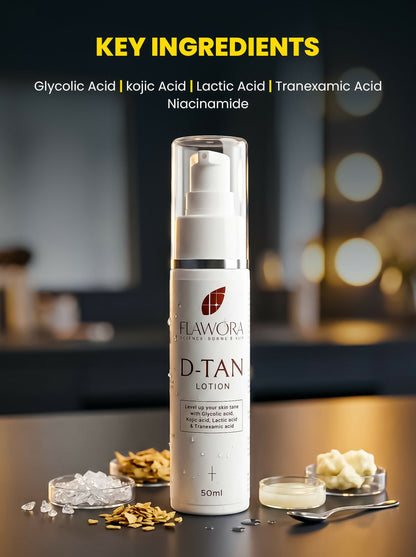 Flawora Set of 24k Golden Glow Face Serum and D-Tan Lotion