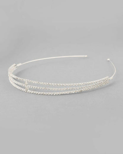 VOJ Silver Plated AD Stone Studded Hair Band