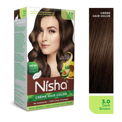 Nisha Creme Hair Color for Women - Dark Brown