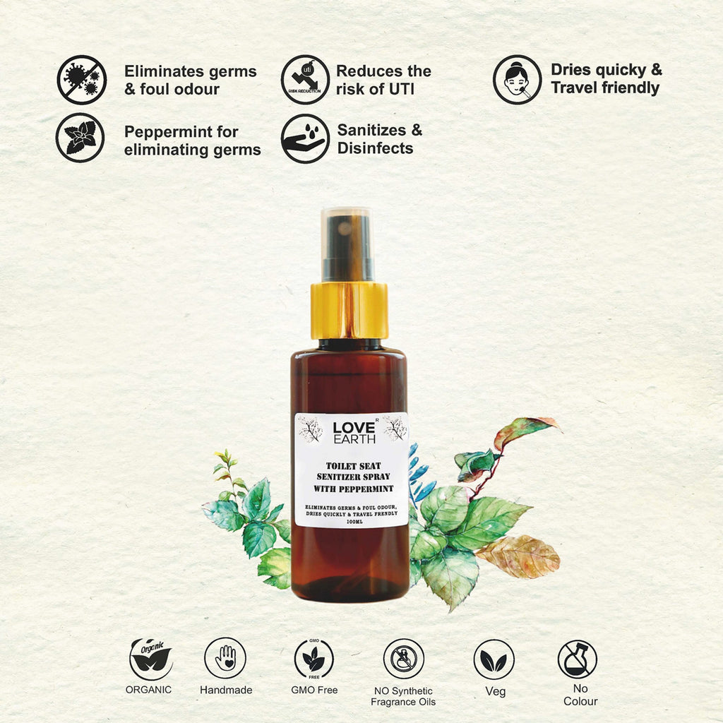 Love Earth Toilet Seat Sanitizer with Peppermint - 100 ml