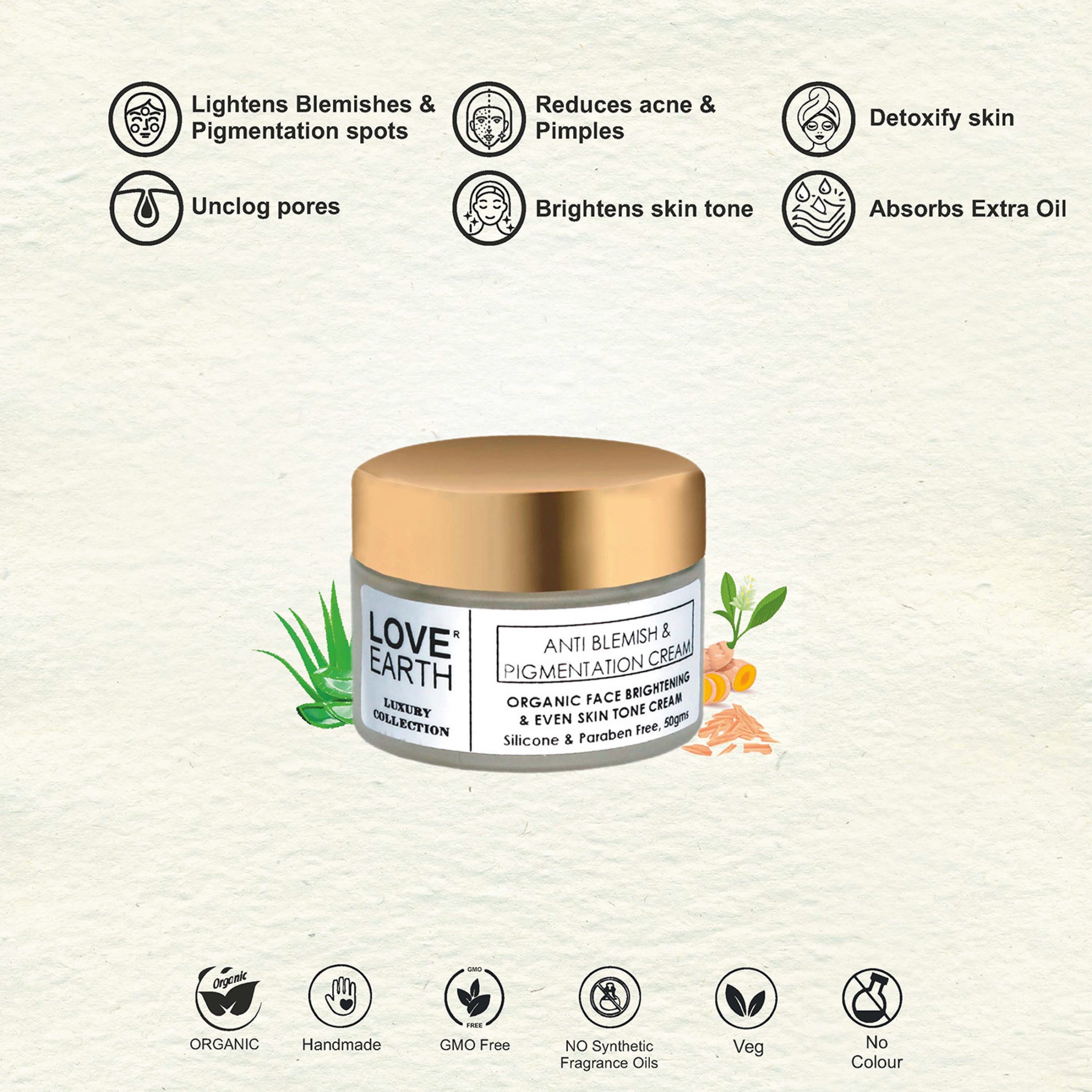 Love Earth Anti Blemish & Pigmentation Cream - 50gms