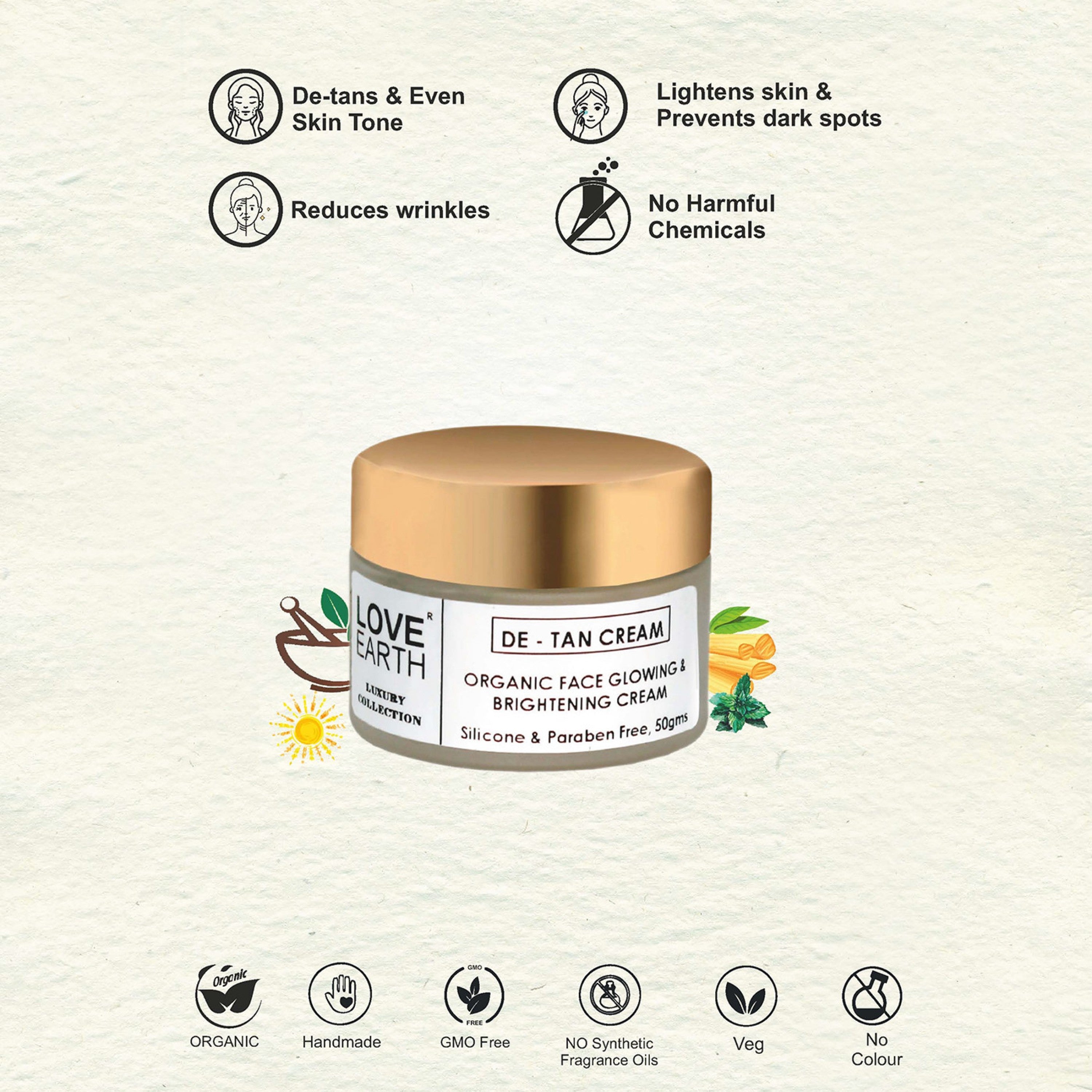 Love Earth De-Tan Moisturizing Cream - 50 gms