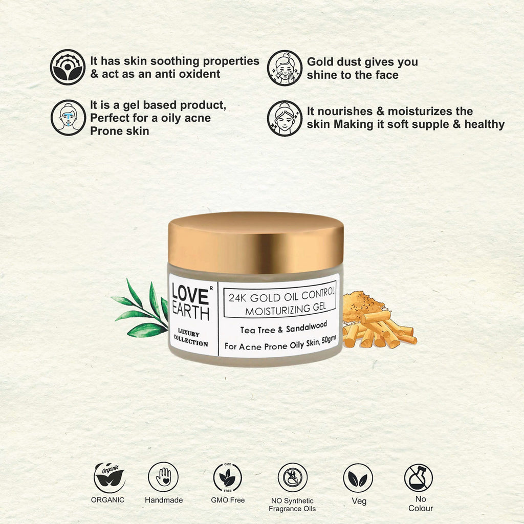 Love Earth 24K Gold Oil Control Moisturizing Gel - 50 gms