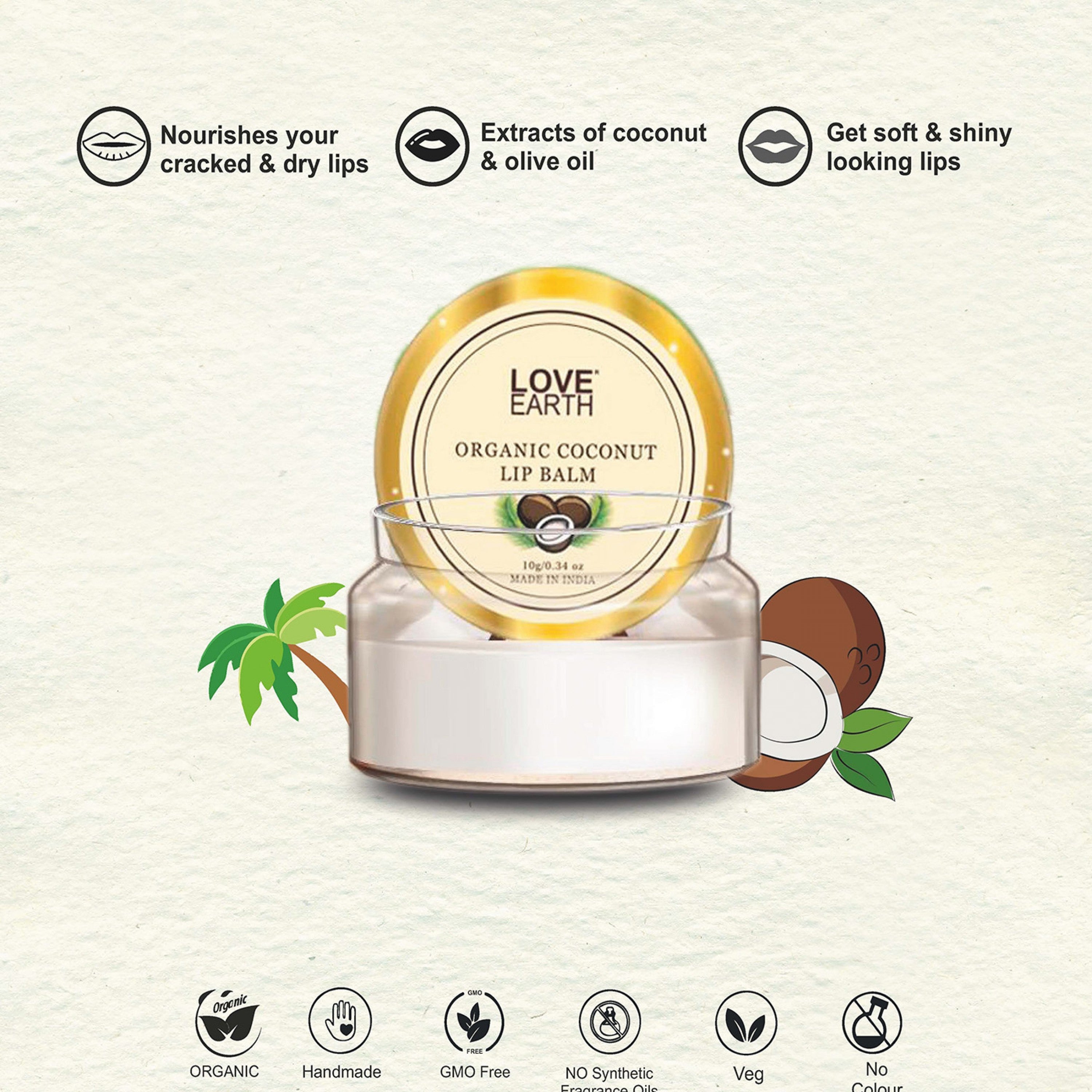 Love Earth Organic Coconut Lip Balm - 10 gms