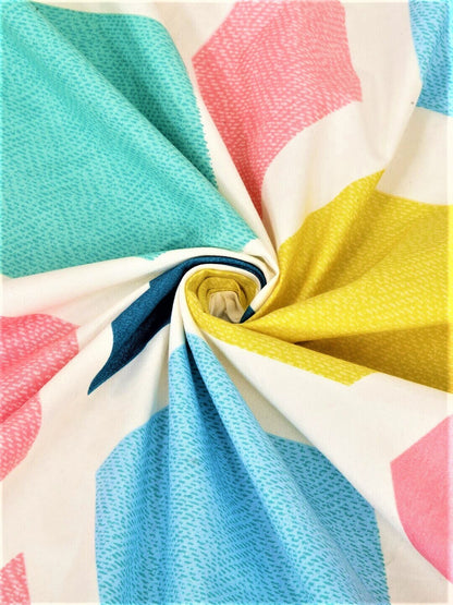 Home Sizzler Blue & Yellow Geometric 210 TC Single Bedsheet with 1 Pillow Covers