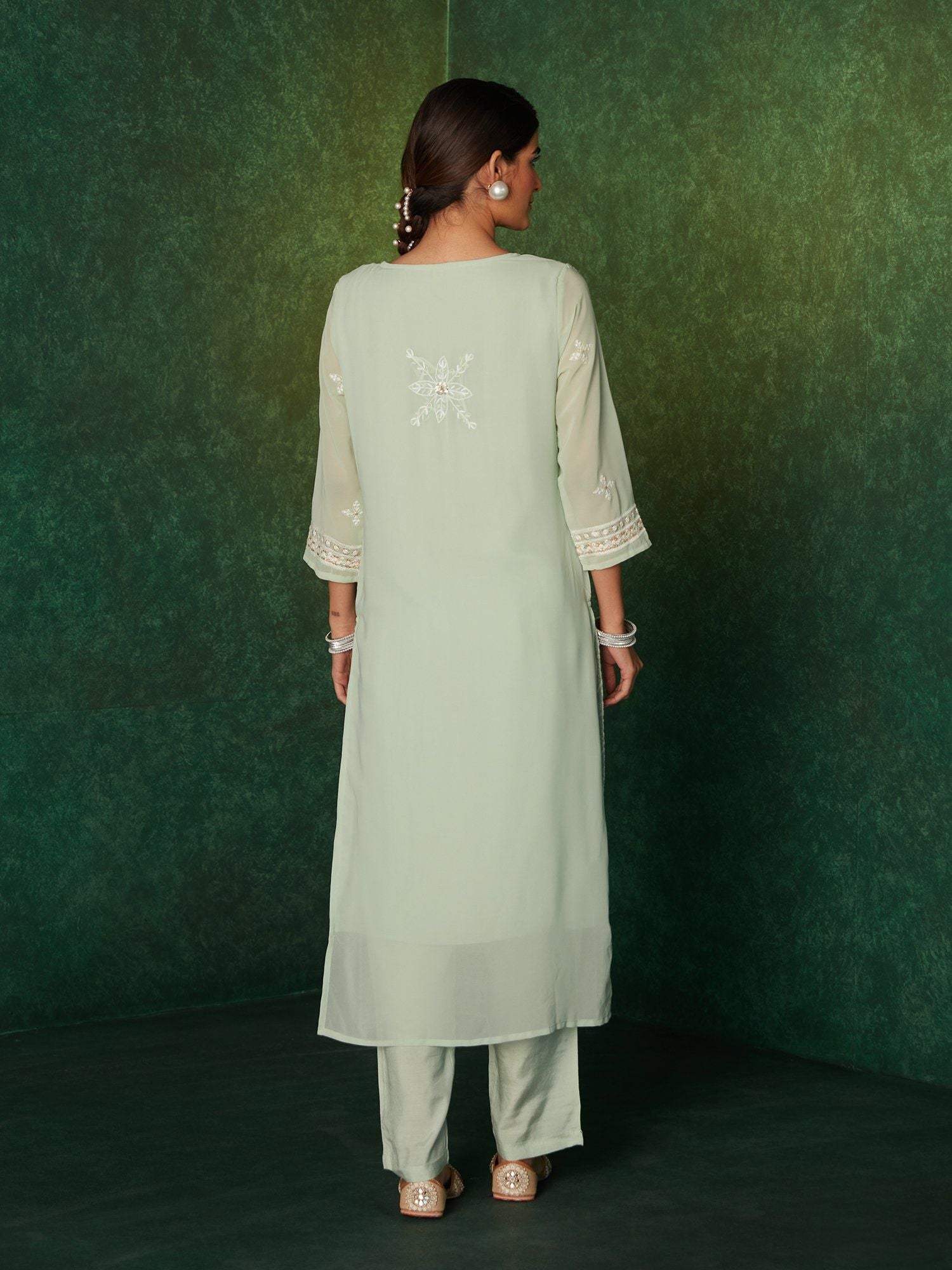 Likha Karigiri Green Heavy Embroidered Kurta, Pant & Dupatta LIKSKD165 (Set of 3) - S