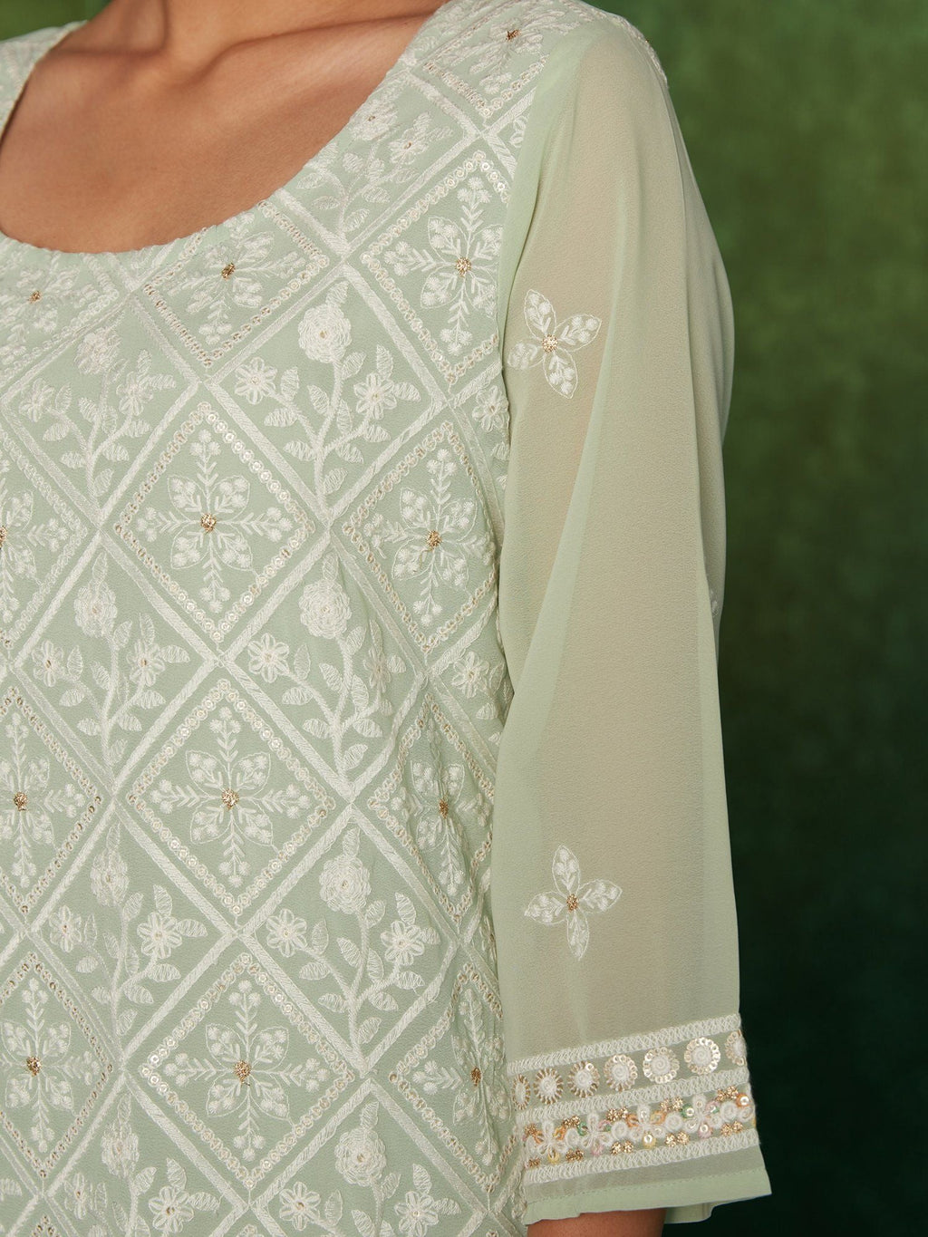 Likha Karigiri Green Heavy Embroidered Kurta, Pant & Dupatta LIKSKD165 (Set of 3) - S