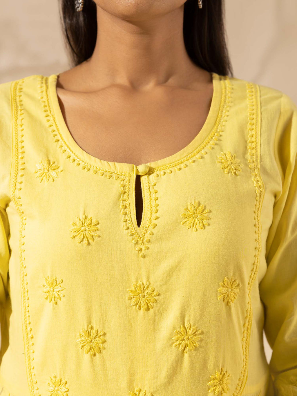 Likha Yellow Chikankari Kurta Set with Dupatta LIKSKD31 (Set of 3)
