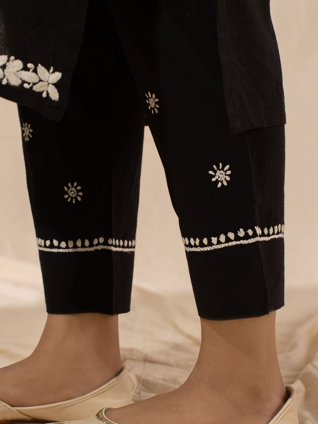 Likha Black Chikankari Kurta Pant & Dupatta LIKSKD33 (Set of 3)