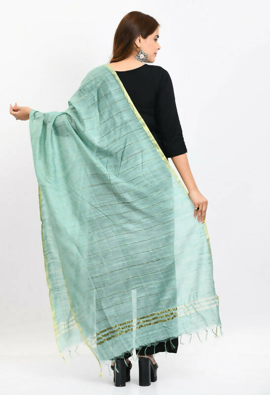 Mominos Fashion Moeza Women's Cotton Zari Box Pista Green Dupatta