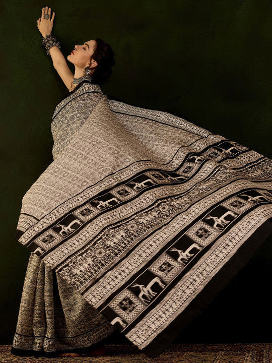 Sangria Dadu Printed Saree With Blouse Piece