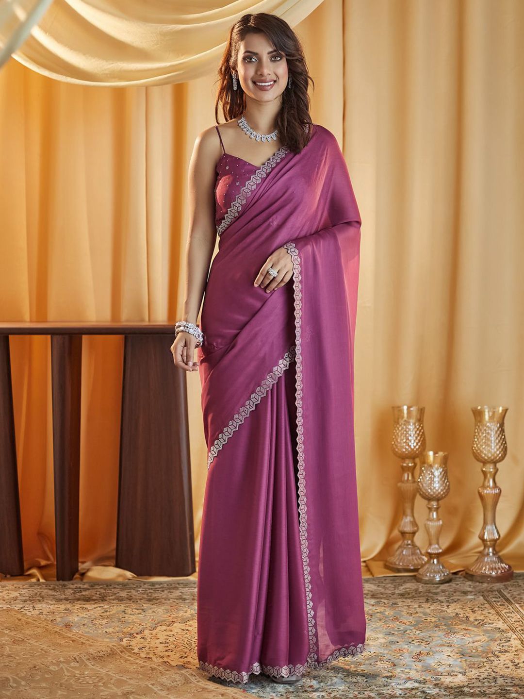 kasee Beads and Stones Pure Chiffon Saree