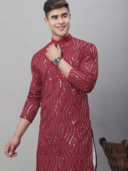 Sojanya Sequin Embroidered Pure Cotton Kurta with Churidar
