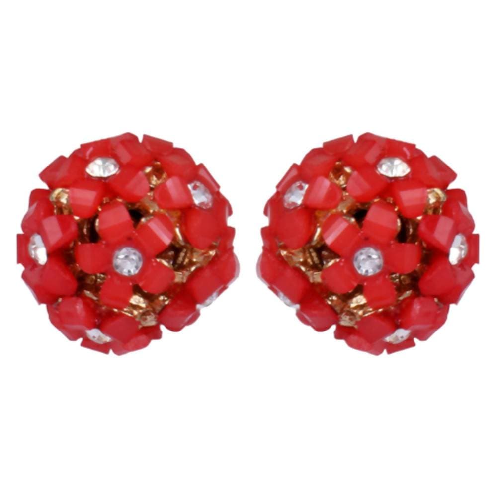 Trendoo Jewelry Gold-Polished Stylish Fancy Party Wear Red Studs