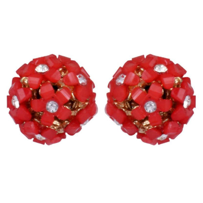 Trendoo Jewelry Gold-Polished Stylish Fancy Party Wear Red Studs