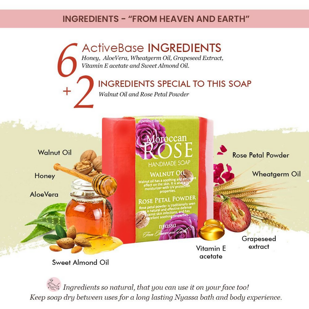 Nyassa Moroccan Rose Soap Walnut Oil & Rose Powder