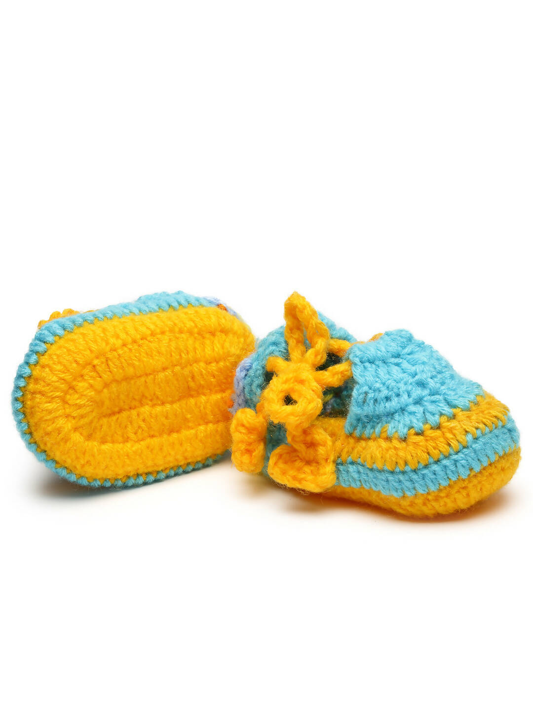 Chutput Kids Woollen Hand Knitted Self Desgin Detailed Booties - Yellow