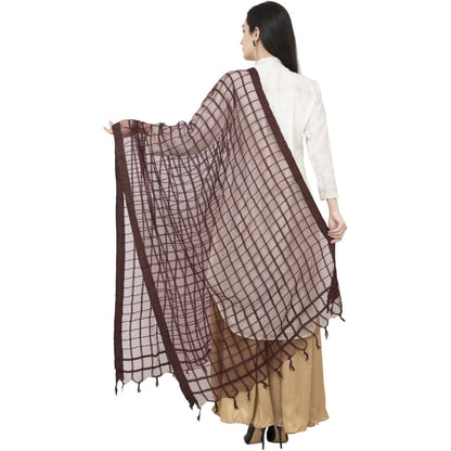 A R Silk Cotton Square Regular Dupatta Coffee Color Dupatta or Chunni