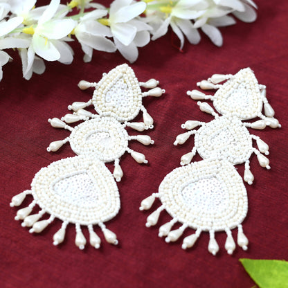 Mominos Fashion Johar Kamal Handicraft Off White Pearls Earrings