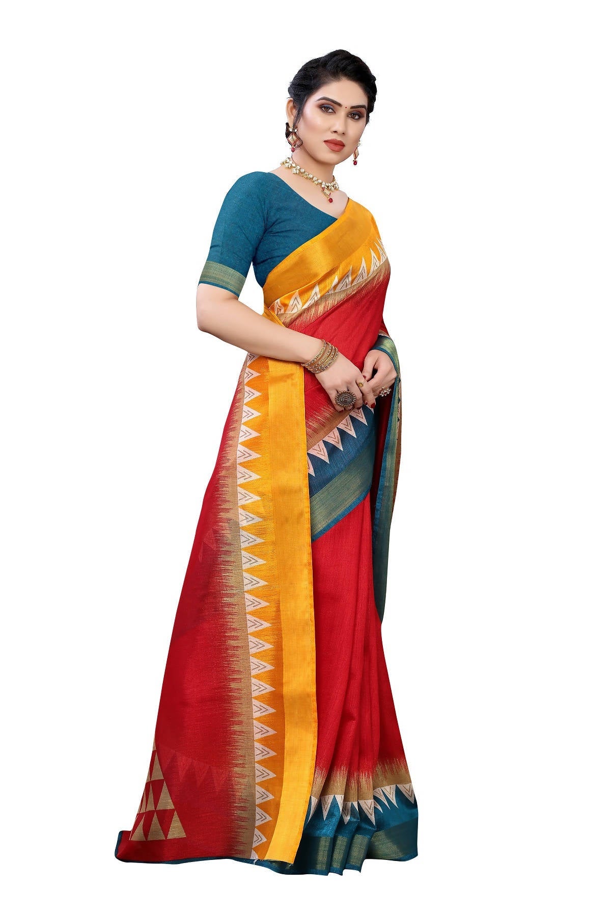 Vamika Maroon Linen Jari Border Saree Online At Low Price