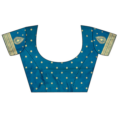 Joban Fashion Blue Motifs Zari Weaving Soft Silk Banarasi Saree