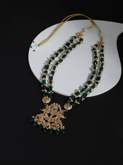 Gold-Toned Green Brass Gold-Polished Necklace - Ruby Raang