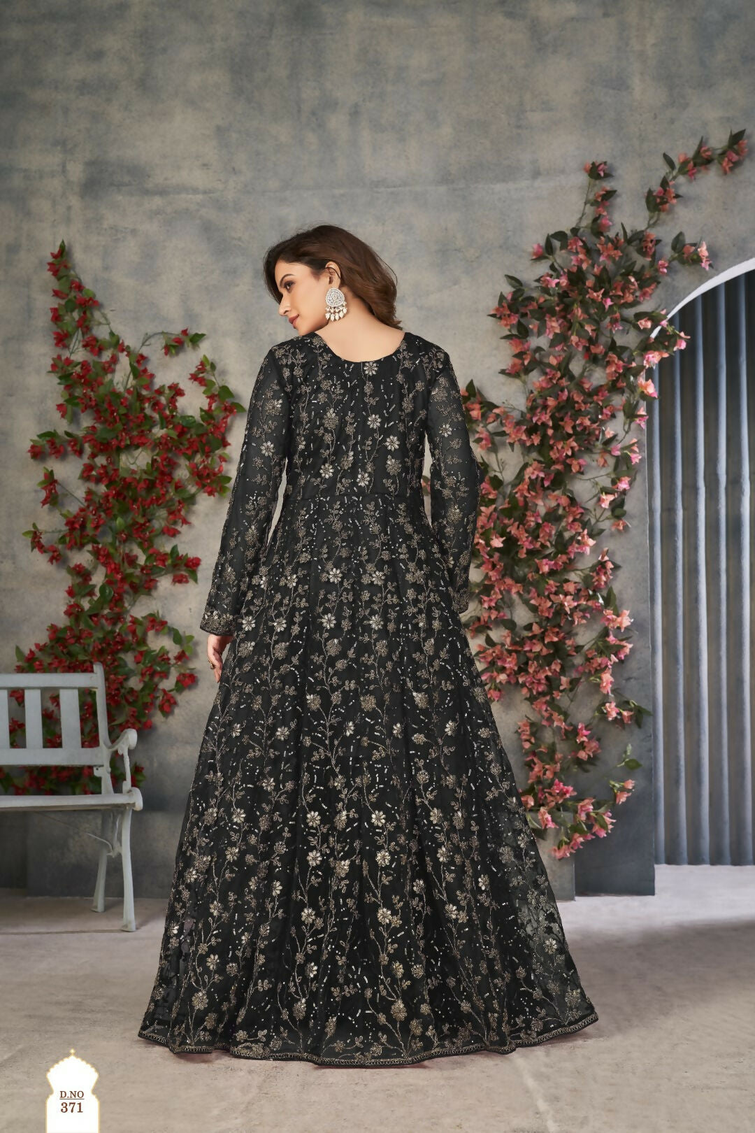 Anaita Black Embroidered Net Stitched Anarkali suit