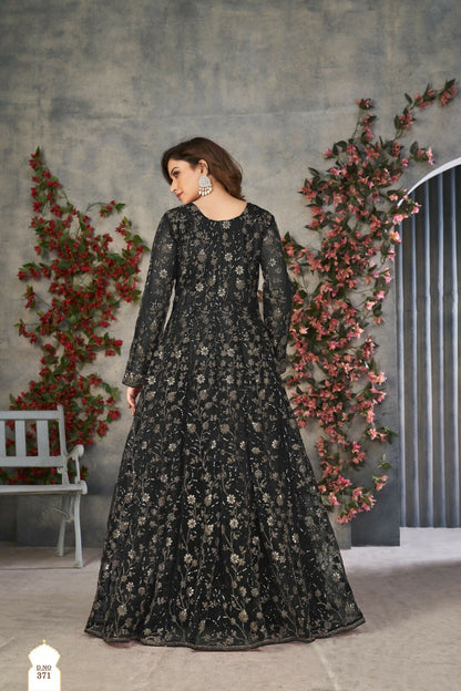 Anaita Black Embroidered Net Stitched Anarkali suit
