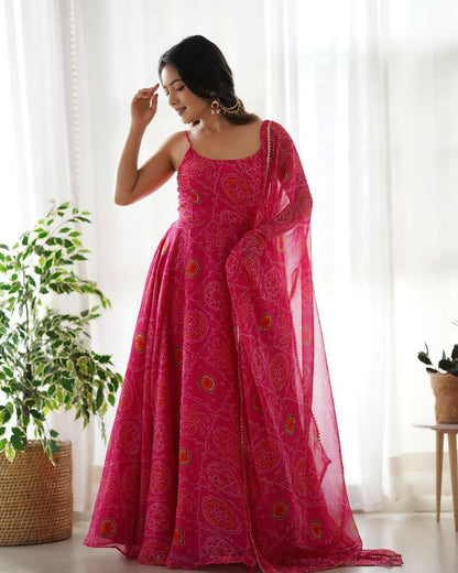 Joban Fashion Pink Kurta Set Chiffon Sequin Embroidery Work