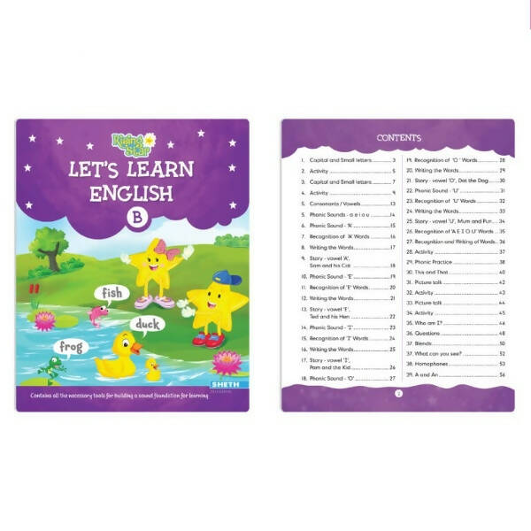 Rising Star Lets Learn English & Maths Activity Book Set B| Set of 2| Ages 3-7 Year| Number 1-100, Shapes, Alphabets