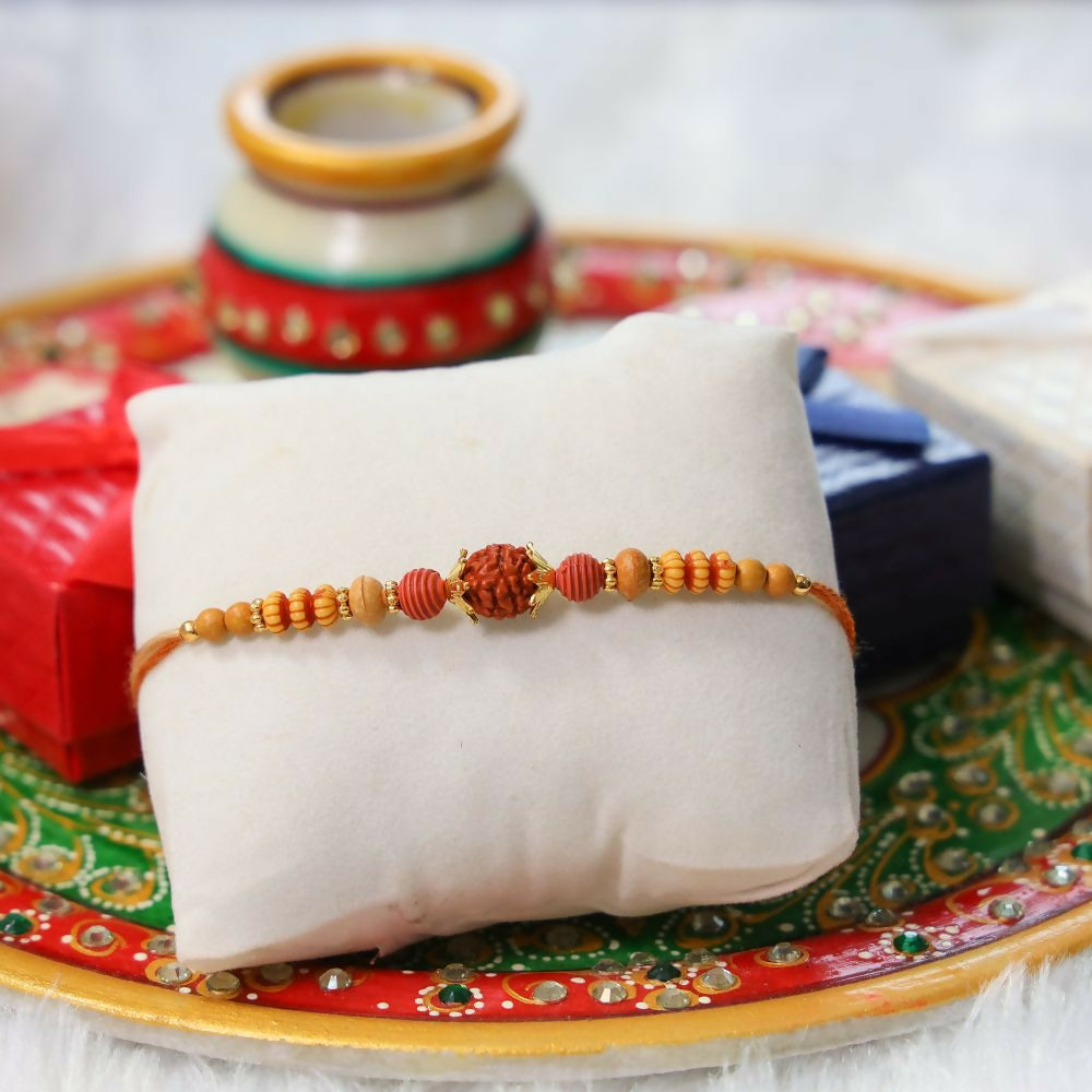 Indianvibez Rudraksh Beads Designer Rakhi